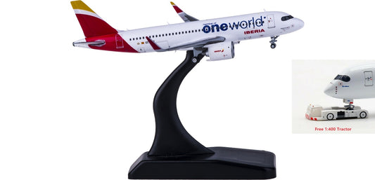 1:400 JC Wings XX4228 Iberia Airbus A320neo EC-NFZ "ONE WORLD" Free Tractor+Stand