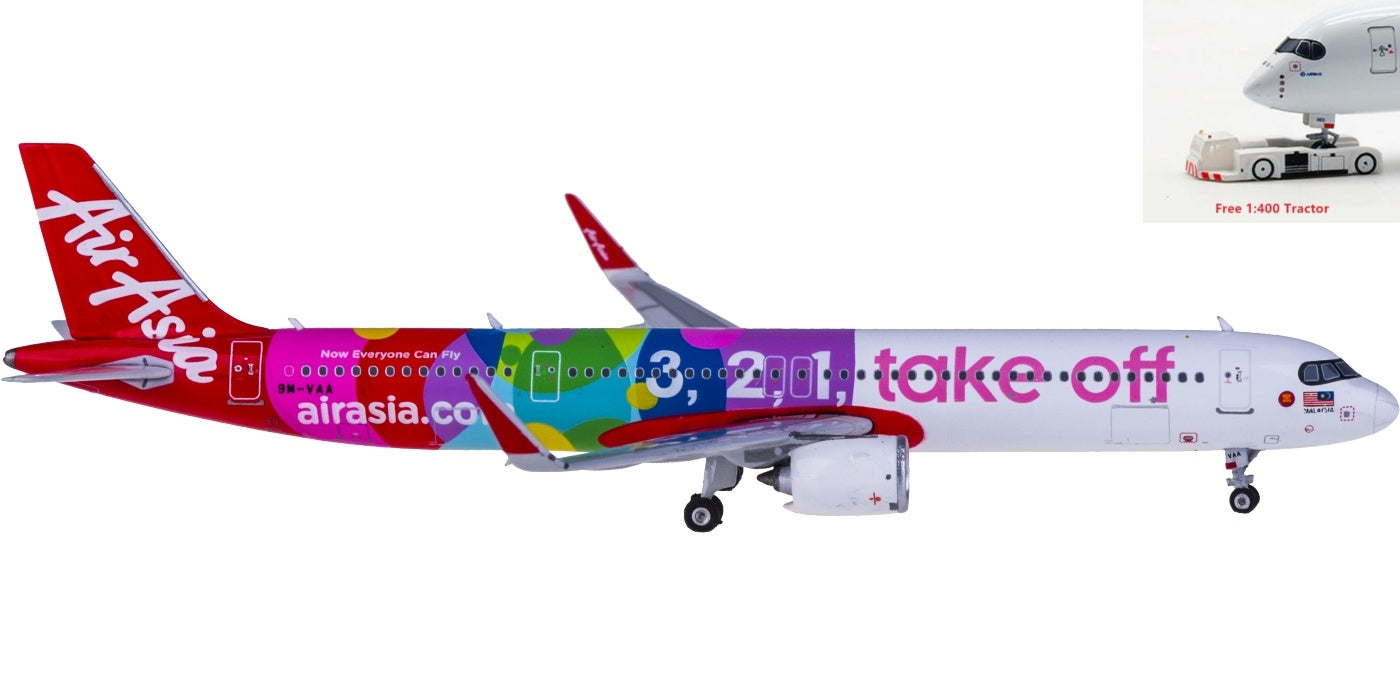 1:400 Phoenix PH11600 AirAsia Airbus A321neo 9M-VAA 3,2,1 take-off+Free Tractor