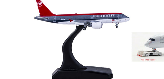 (Rare)1:400 Geminijets GJNWA371 Northwest Airlines Airbus A320 N365NW Free Tractor+Stand