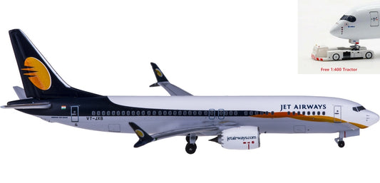 (Rare)1:400 AeroClassics AC419802 Jet Airways Boeing 737 MAX 8 VT-JXB+Free Tractor