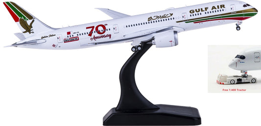 1:400 Geminijets GJGFA1909 Gulf Air Boeing 787-9 A9C-FG "70Years" Free Tractor+Stand