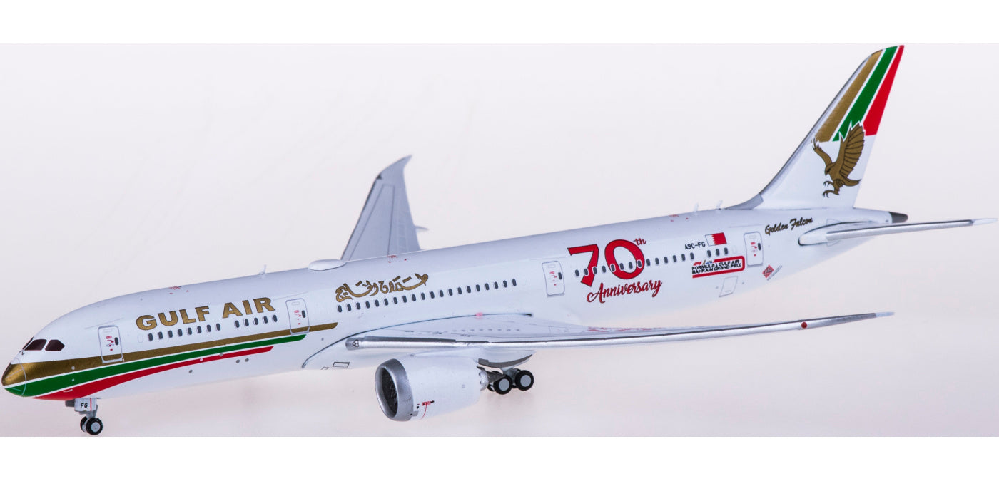 1:400 Geminijets GJGFA1909 Gulf Air Boeing 787-9 A9C-FG "70Years" Free Tractor+Stand