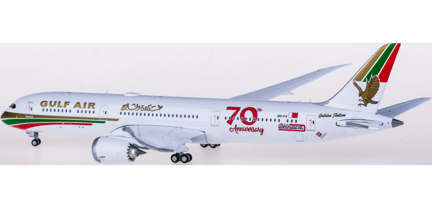 1:400 Geminijets GJGFA1909 Gulf Air Boeing 787-9 A9C-FG "70Years" Free Tractor+Stand