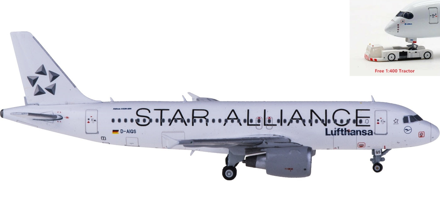 1:400 JC Wings XX4075 Lufthansa Airlines Airbus A320 D-AIQS "STAR ALLIANCE"+Free Tractor