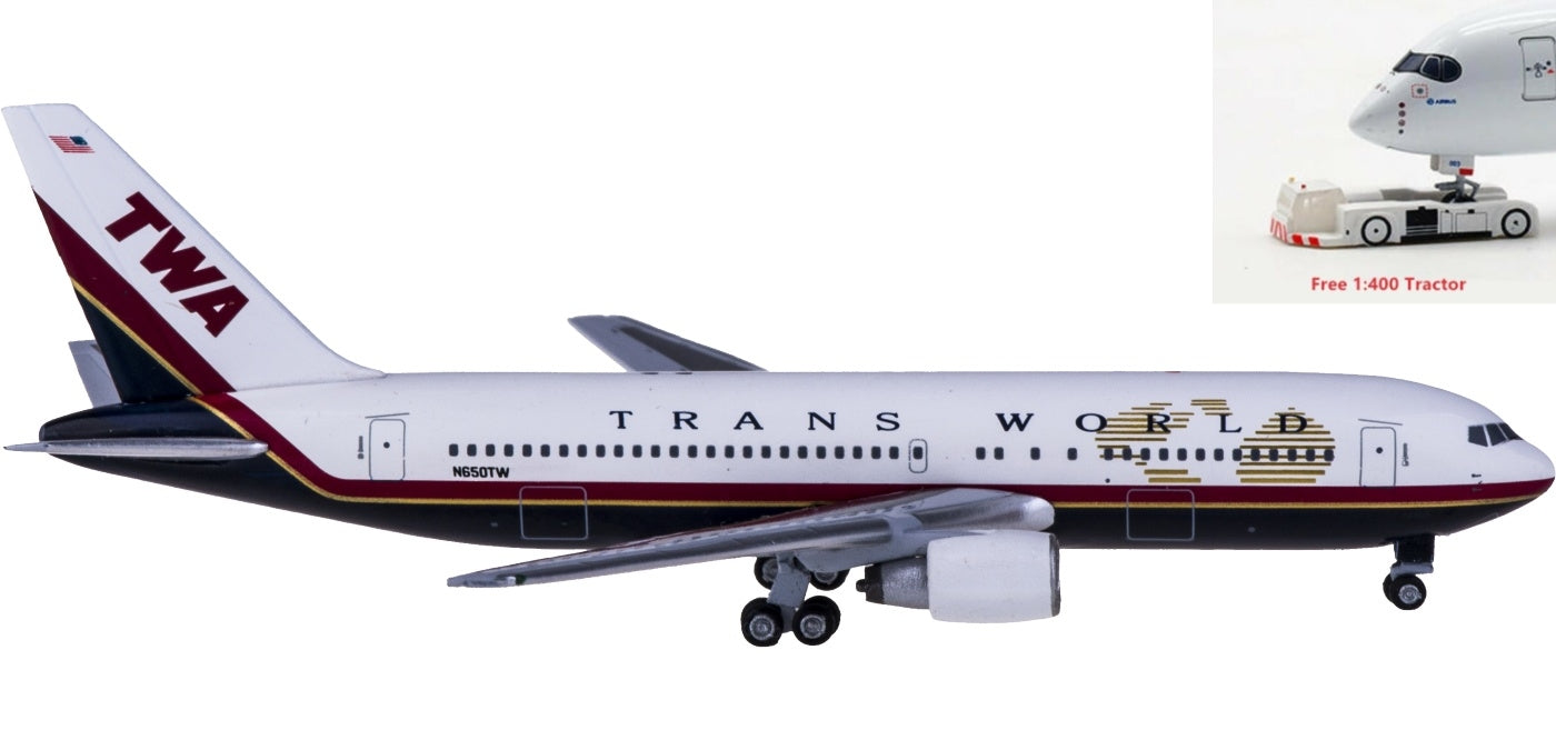 (Rare)1:400 AeroClassics AC419830 TWA Boeing 767-200ER N650TW+Free Tractor