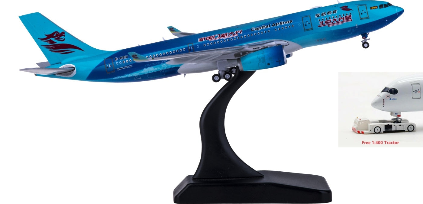 1:400 JC Wings XX4235 Capital Airlines Airbus A330-200 B-8981 '“DAXING Airport” Free Tractor+Stand