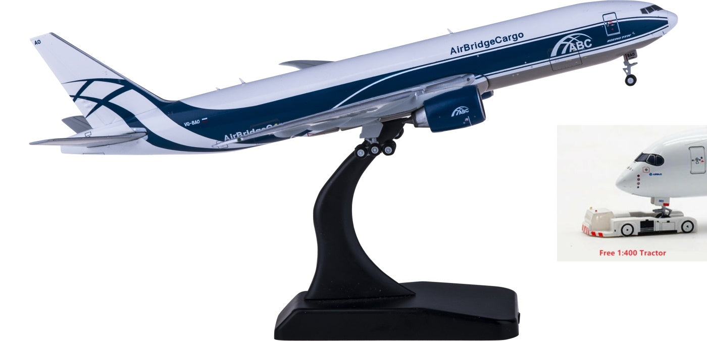 1:400 Geminijets GJABW1949 AirBridgeCargo Boeing 777-200LRF VQ-BAO Free Tractor+Stand