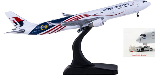 1:400 JC Wings XX4478 Malaysia Airlines Airbus A330-300 9M-MTJ Free Tractor+Stand