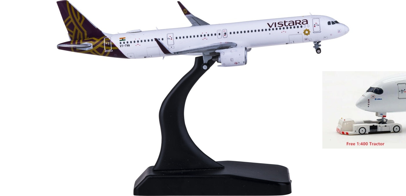 1:400 JC Wings XX4454 Vistara Airbus A321neo VT-TVA Free Tractor+Stand