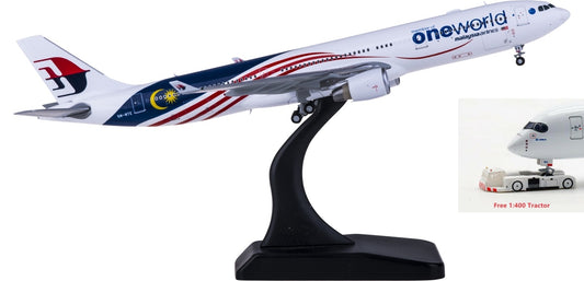 1:400 JC Wings XX4481 Malaysia Airlines Airbus A330-300 9M-MTE "ONE WORLD" Free Tractor+Stand