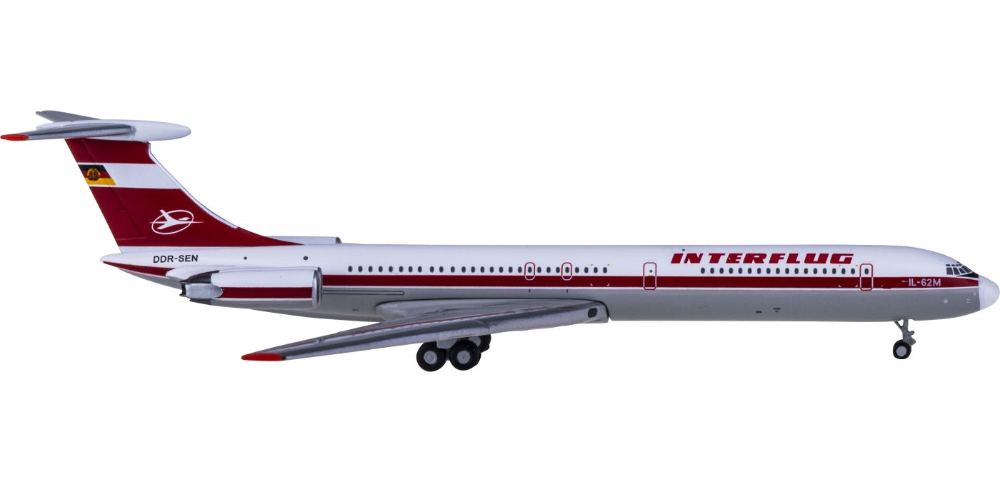 1:400 Geminijets GJIFL1801 Interflug Ilyushin IL-62M DDR-SEN+Free Tractor