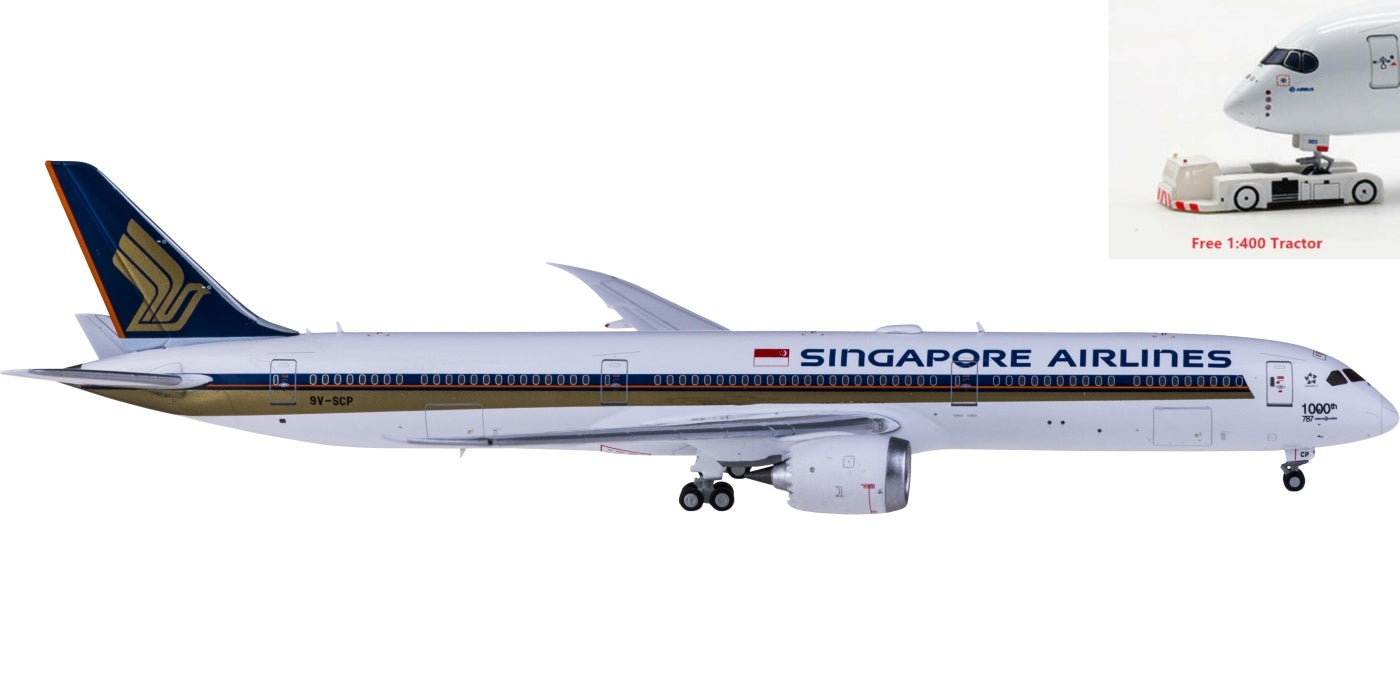 1:400 JC Wings EW478X003 Singapore Airlines Boeing 787-10 Dreamliner 9V-SCP 10000TH Aircraft Model+Free Tractor