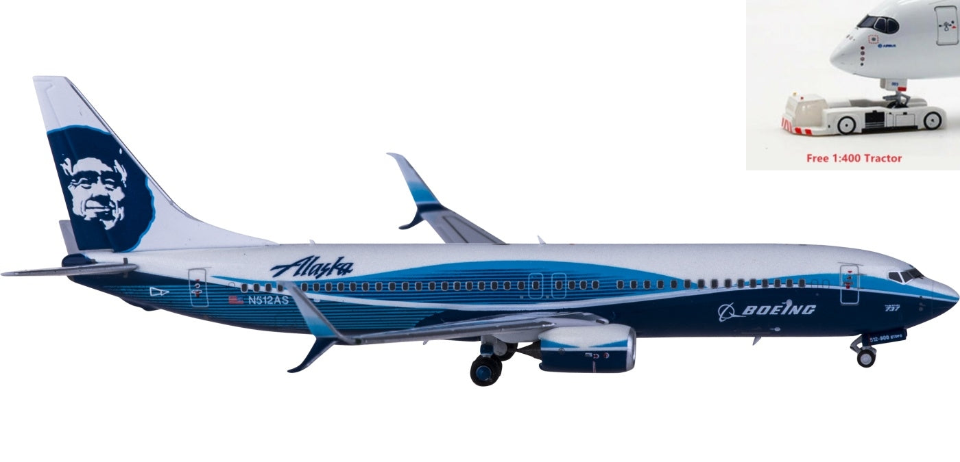 1:400 NG Models NG58095 Alaska Airlines  Boeing 737-800 N512AS+Free Tractor