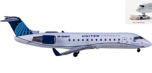 1:400 Geminijets GJUAL1966 United Airlines Bombardier CRJ200LR N246PS+Free Tractor