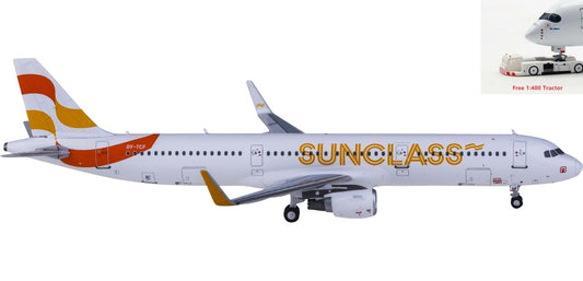 1:400 NG Models NG13028 Sunclass Airlines Airbus A321 OY-TCF+Free Tractor