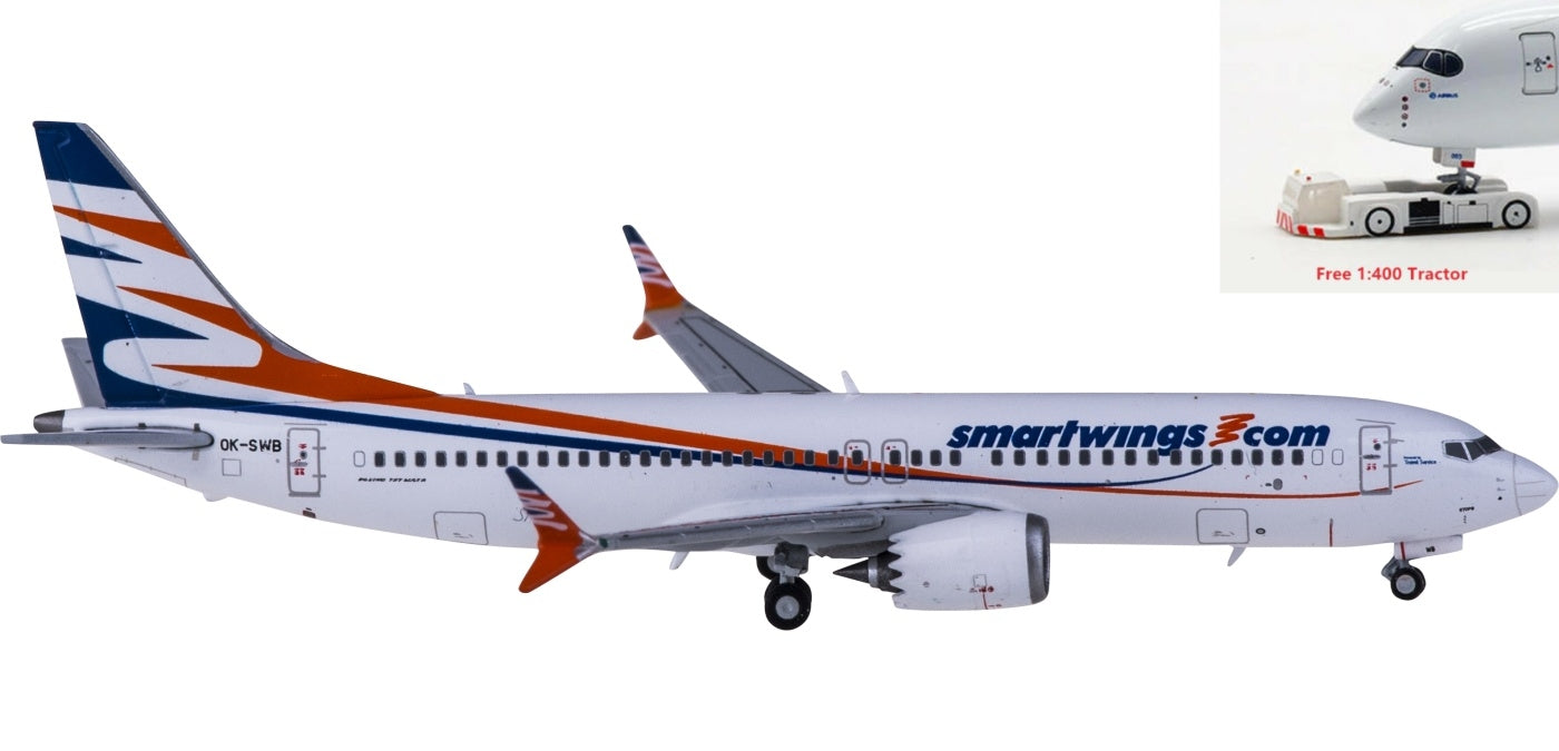 1:400 JC Wings LH4189 Smartwings Boeing 737 MAX 8 OK-SWB+Free Tractor