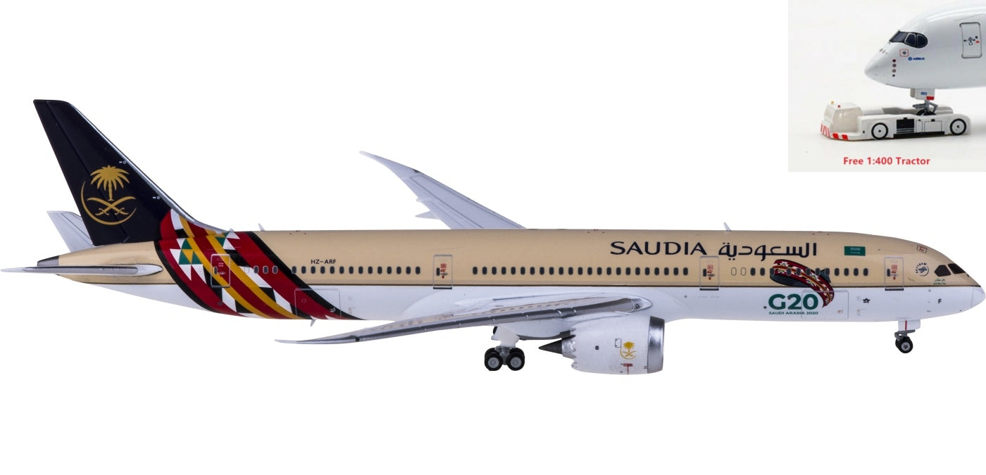 1:400 JC Wings LH4192 Saudia Boeing 787-9 Dreamliner HZ-ARF G20+Free Tractor