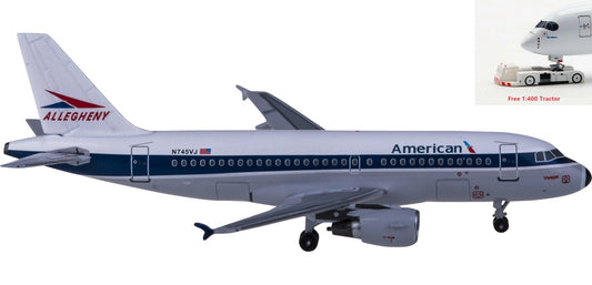 (Rare)1:400 AeroClassics BBX41607 American Airlines Airbus A319 N745VJ Allegheny+Free Tractor