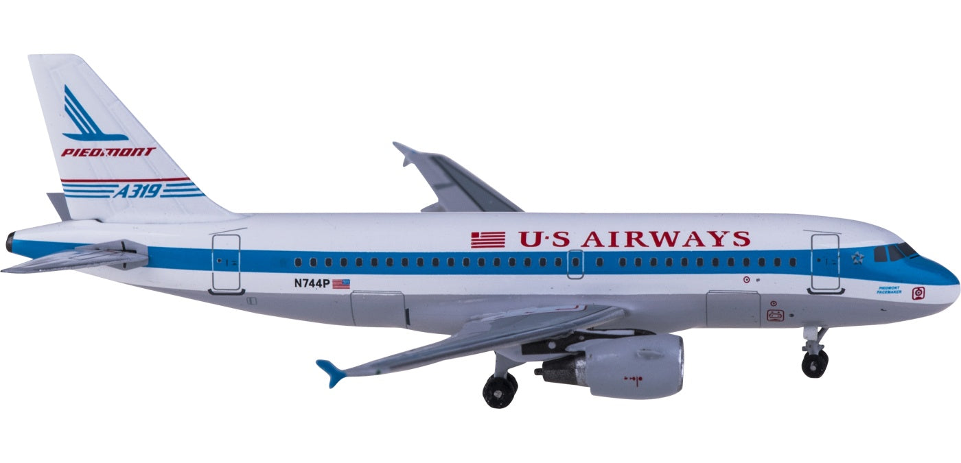 (Rare)1:400 AeroClassics BBX41606 US Airways Airbus A319 N744P Piedmont+Free Tractor