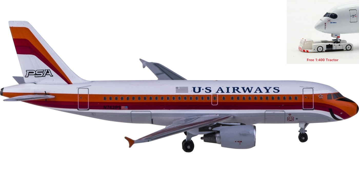 (Rare)1:400 AeroClassics BBX41604 US Airways Airbus A319 N742PS PSA+Free Tractor