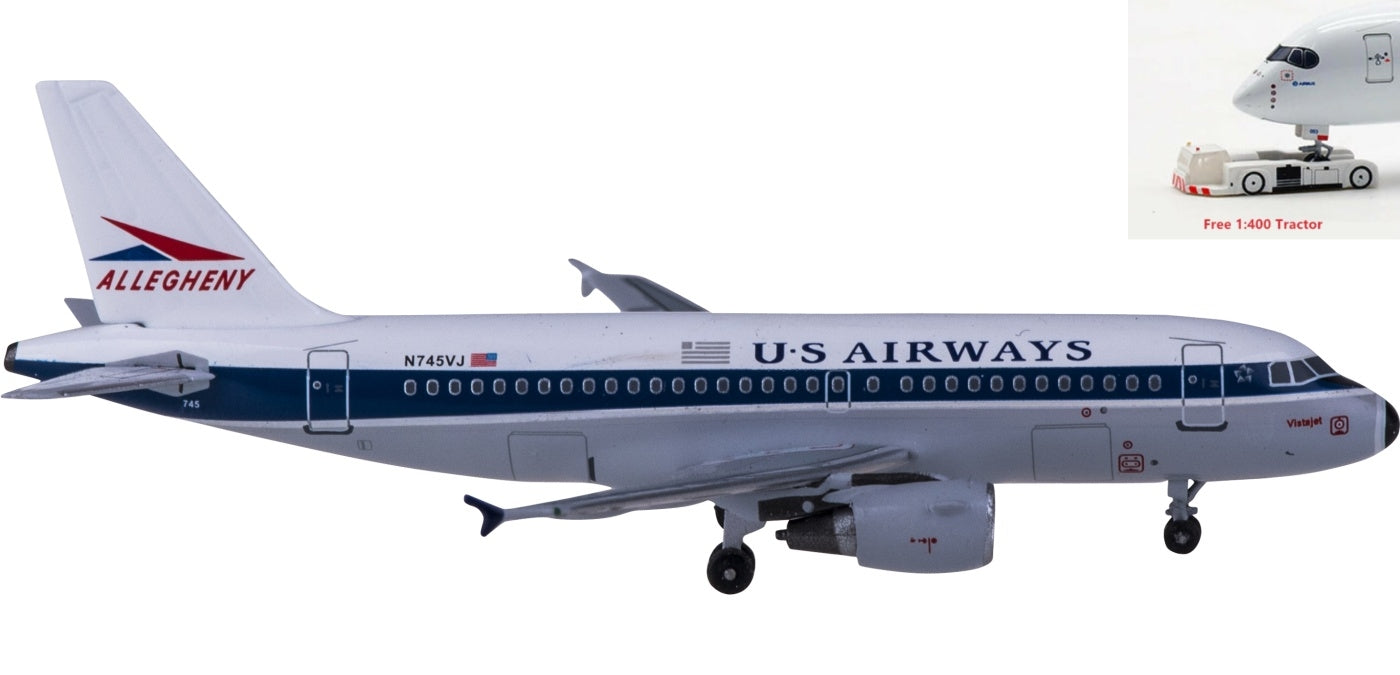 (Rare)1:400 AeroClassics BBX41608 US Airways  Airbus A319 N745VJ Allegheny+Free Tractor