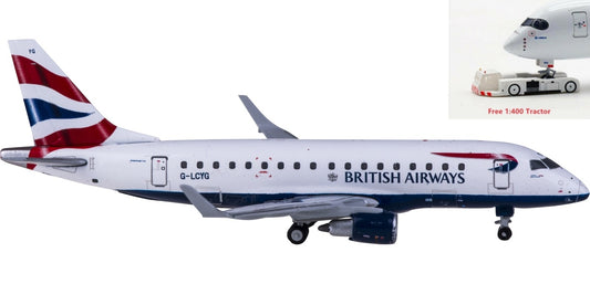 (Rare)1:400 Geminijets GJBAW1517 British Airways Embraer ERJ-170 G-LCYG+Free Tractor