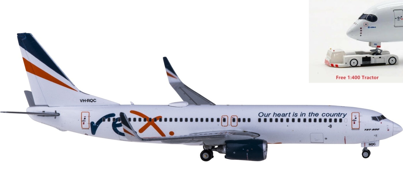 1:400 Geminijets GJRXA1985 Rex Airlines Boeing 737-800 VH-RQC +Free Tractor