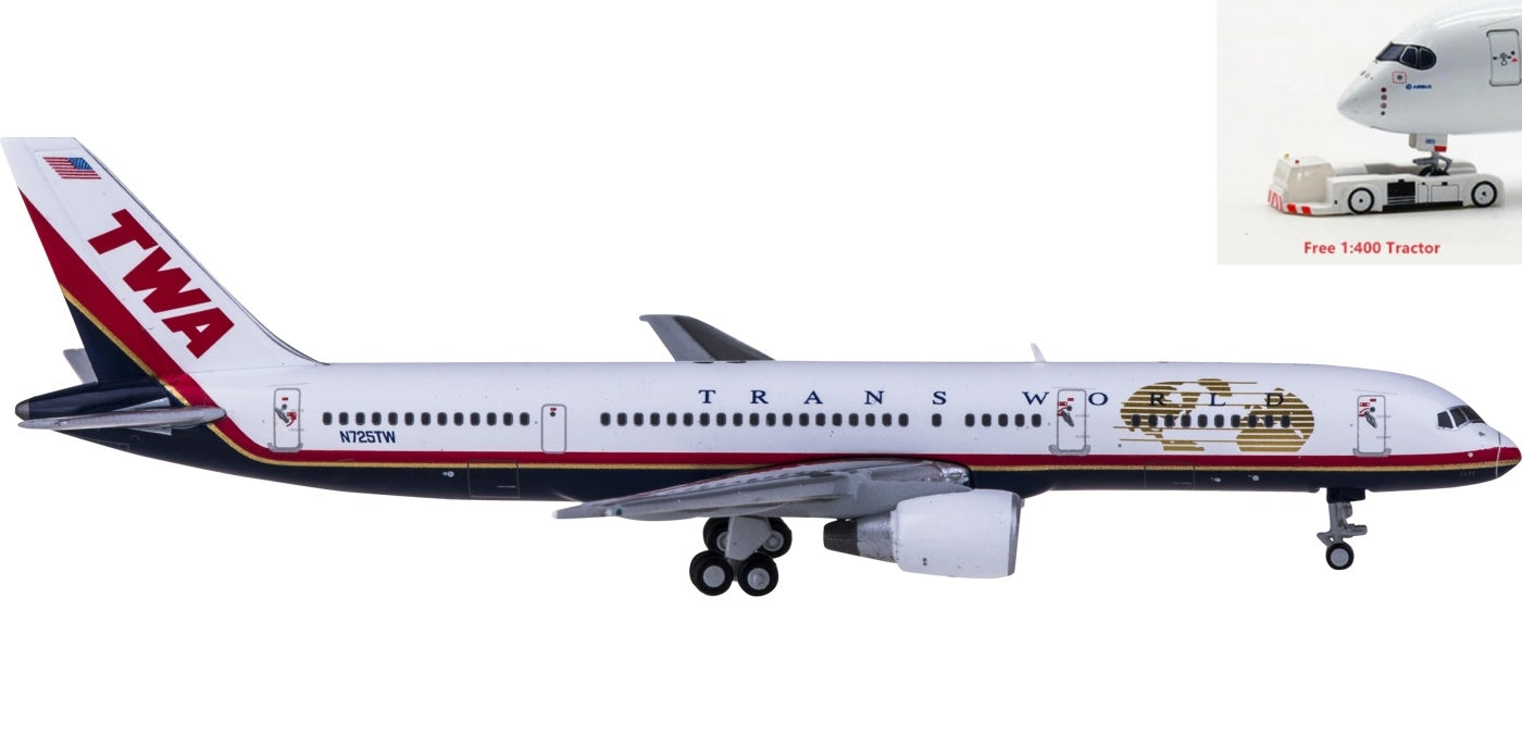 1:400 Geminijets GJTWA1982 TWA Boeing 757-200 N725TW+Free Tractor