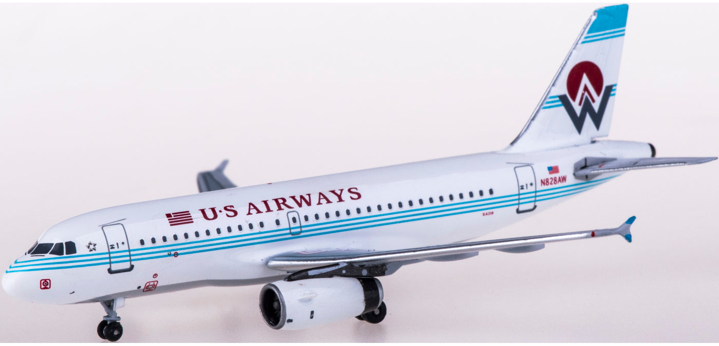 (Rare)1:400 AeroClassics BBX41612 US Airways Airbus A319 N828AW America West+Free Tractor