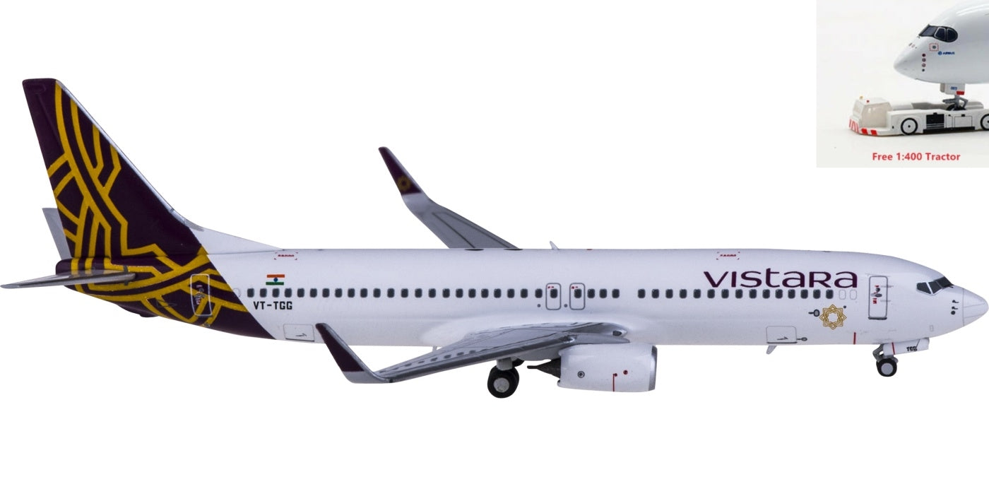 1:400 NG Models NG58105 Vistara Boeing 737-800 VT-TGG+Free Tractor