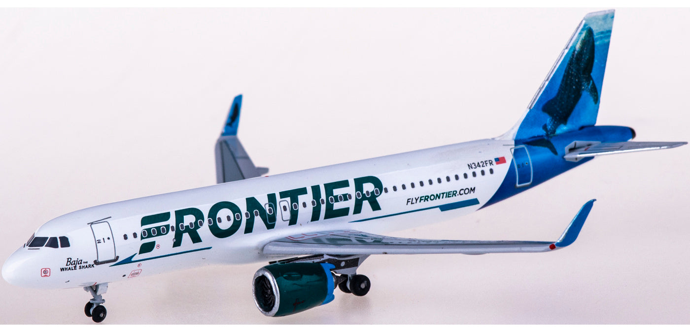 1:400 AeroClassics AC419977 Frontier Airlines Airbus A320neo N342FR Baja the Whale Shark Aircraft Model+Free Tractor