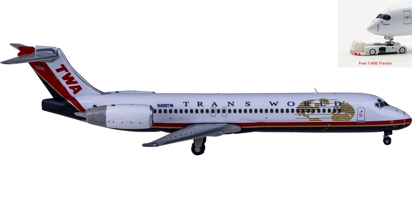 1:400 Geminijets GJTWA2008 TWA  Boeing 717-200 N418TW +Free Tractor