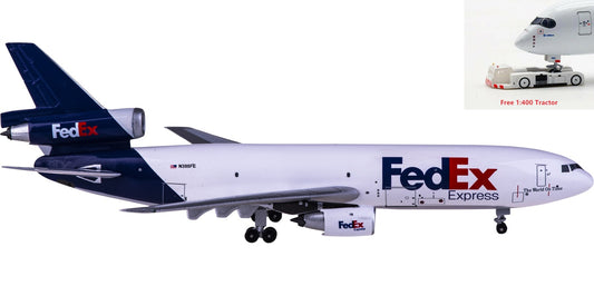 1:400 AeroClassics AC419972 FedEx McDonnell Douglas DC-10-10F N398FE Aircraft Model+Free Tractor