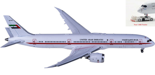 1:400 JC Wings LH4244A Abu Dhabi Amiri Flight Boeing 787-9 Dreamliner A6-PFE "Flaps Down" Aircraft Model+Free Tractor