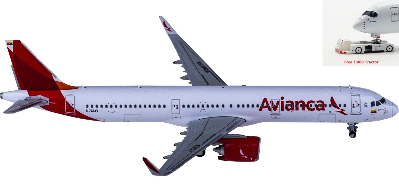 1:400 Geminijets GJAVA2006 Avianca Airbus A321neo N761AV+Free Tractor