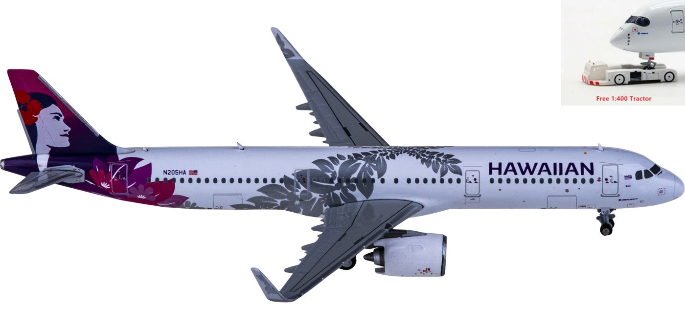 1:400 Geminijets 1GJHAL2011 Hawaiian Airlines Airbus A321neo N205HA+Free Tractor