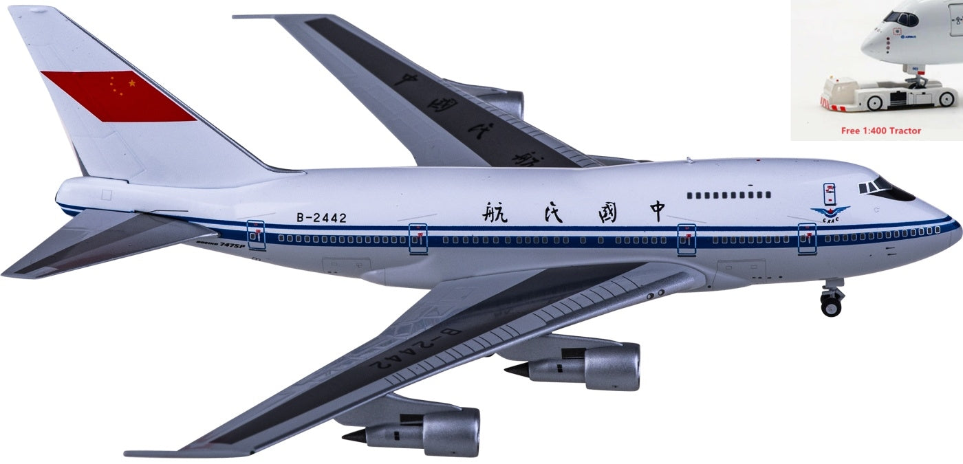 1:400 NG Models NG07018 CAAC Boeing 747SP B-2442+Free Tractor