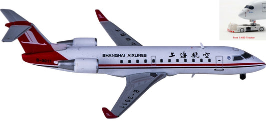 1:400 JC Wings XX4145 Shanghai Airlines Bombardier CRJ200ER B-3011+Free Tractor