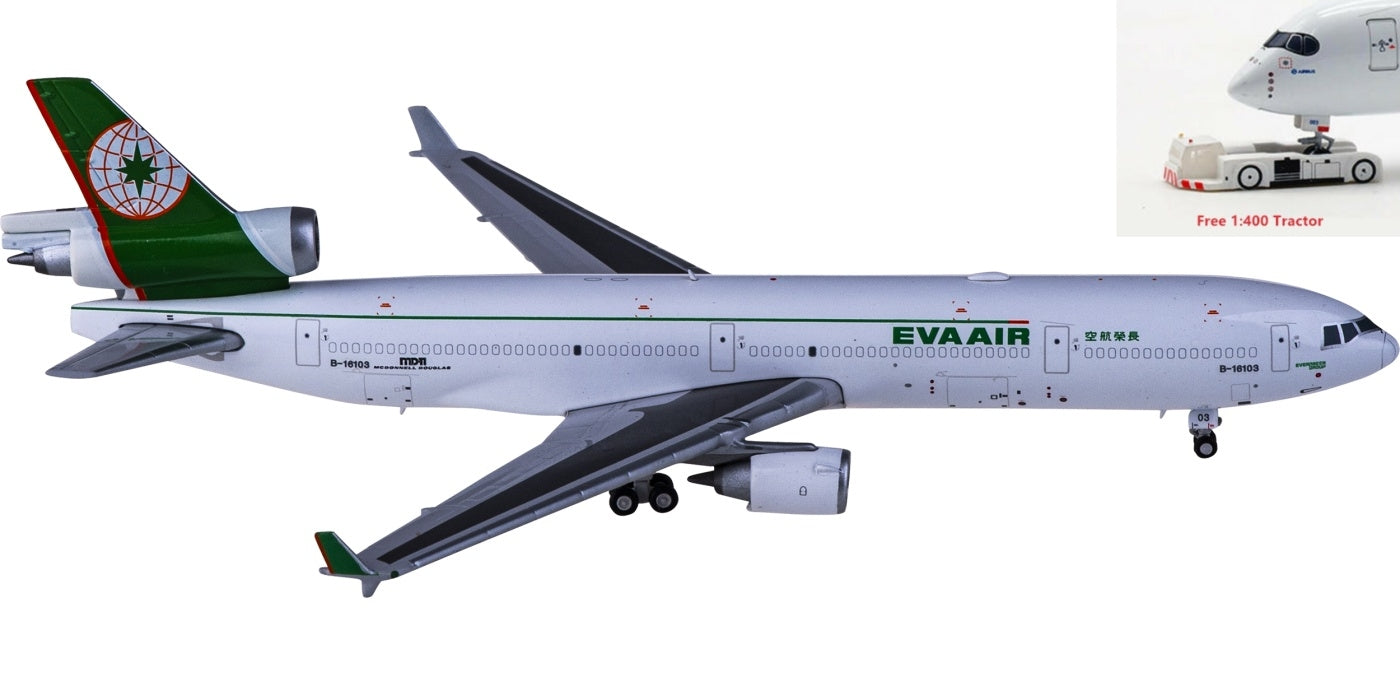 1:400 JC Wings XX4192 EVA Air McDonnell Douglas MD-11F B-16103 Aircraft Model+Free Tractor