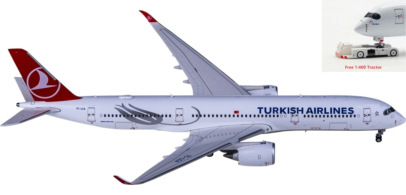 1:400 JC Wings EW4359006 Turkish Airlines Airbus A350-900XWB TC-LGA+Free Tractor