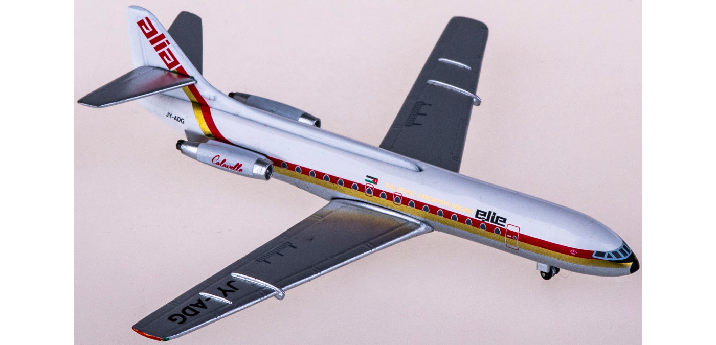 1:400 AeroClassics  AC419946 Royal Jordanian Airlines Sud Aviation SE 210 JY-ADG Aircraft Model+Free Tractor