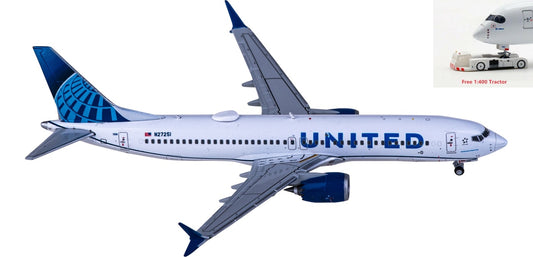 1:400 Geminijets GJUAL2049 United Airlines  Boeing 737 MAX 8 N27251+Free Tractor