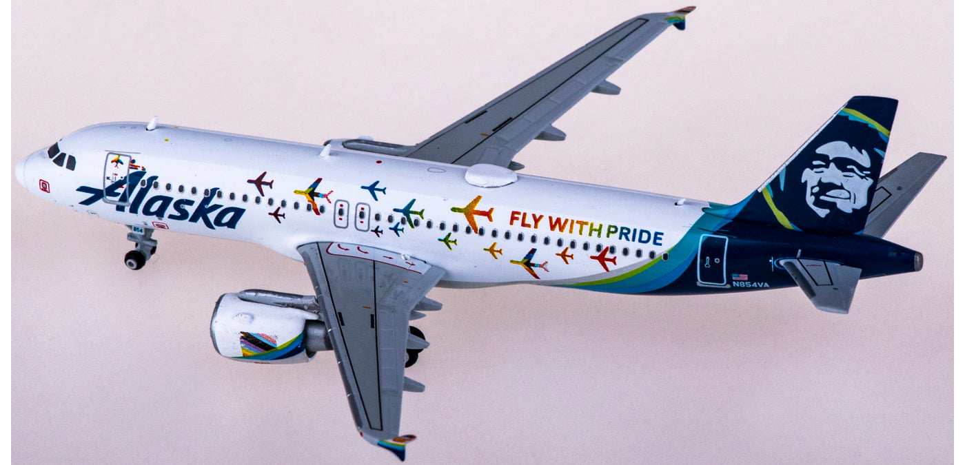 1:400 Geminijets GJASA2042 Alaska Airlines Airbus A320 N854VA Fly With Pride+Free Tractor