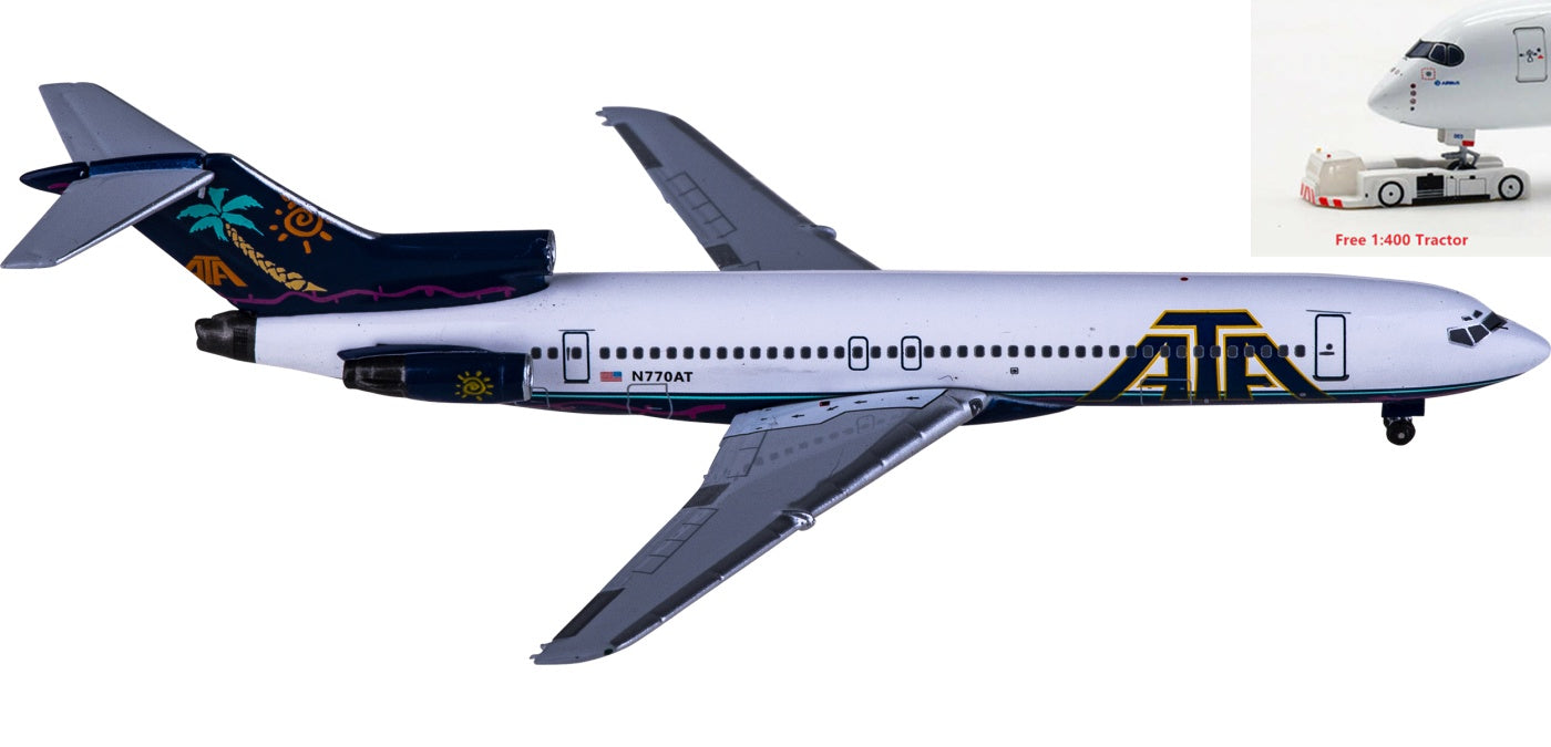 1:400 AeroClassics AC411049 ATA Airlines Boeing 727-200 N770AT Aircraft Model+Free Tractor