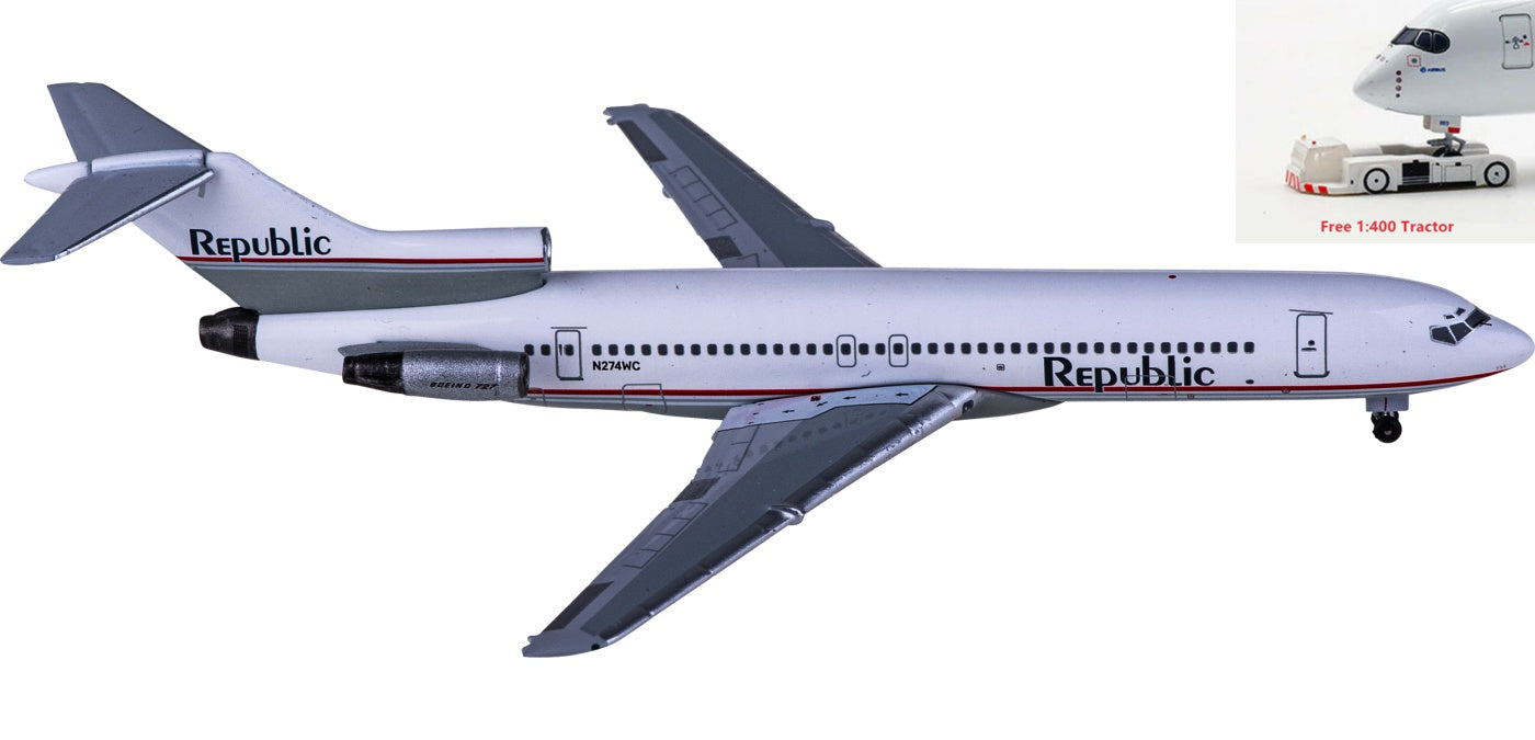 1:400 AeroClassics AC411052 Republic Boeing 727-200 N274WC Aircraft Model+Free Tractor