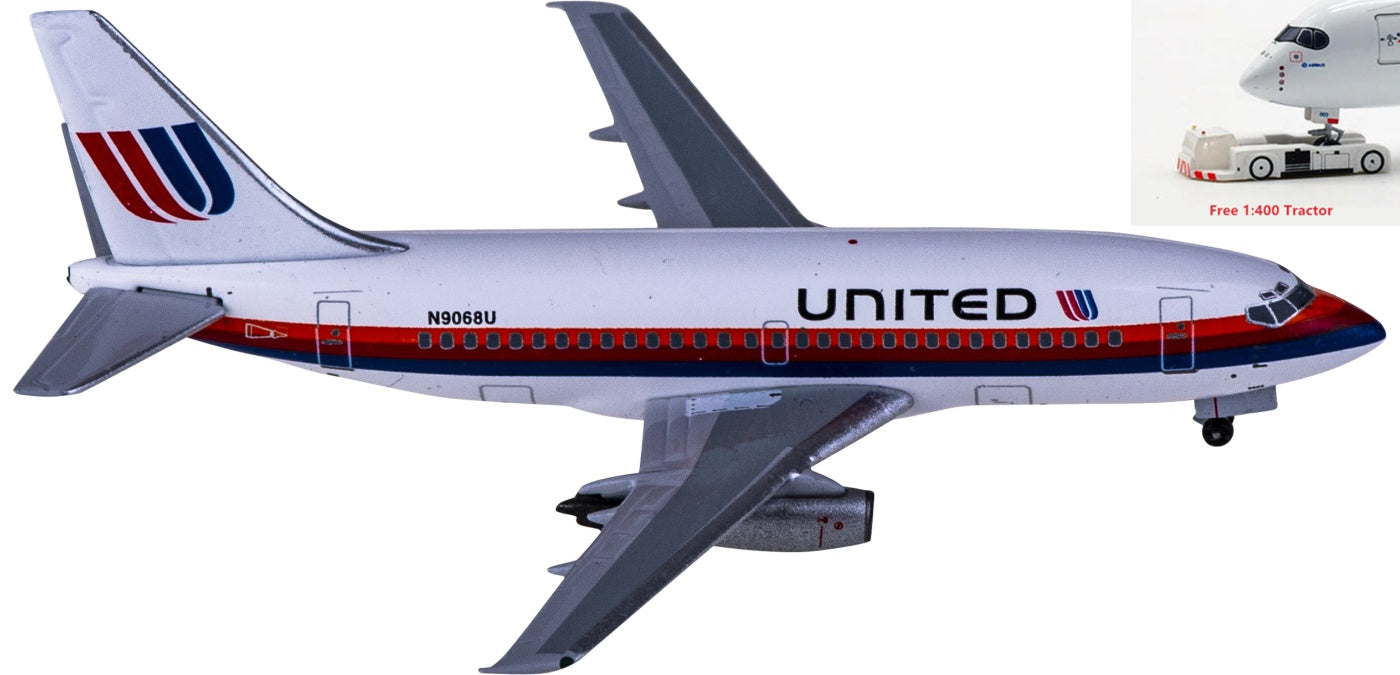 1:400 AeroClassics AC411062 United Airlines Boeing 737-200 N9068U Aircraft Model+Free Tractor