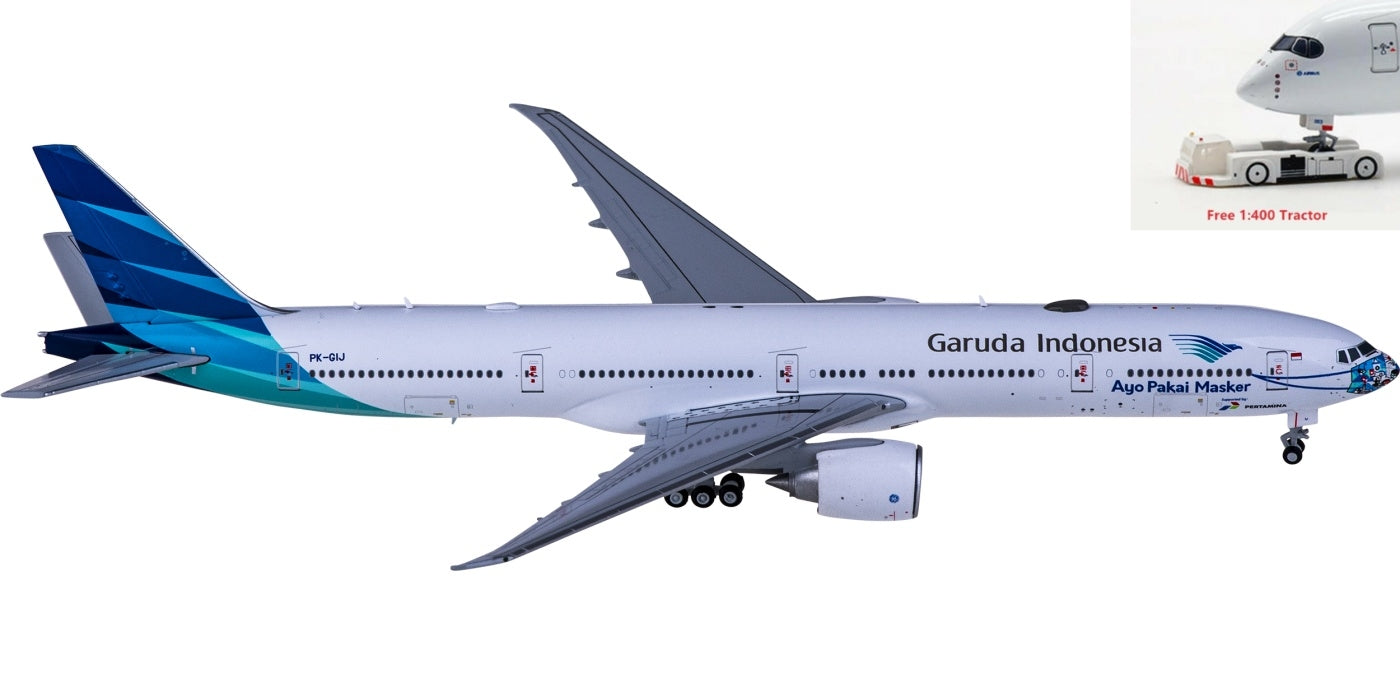 1:400 JC Wings LH4225 Garuda Indonesia Boeing 777-300ER PK-GIJ+Free Tractor