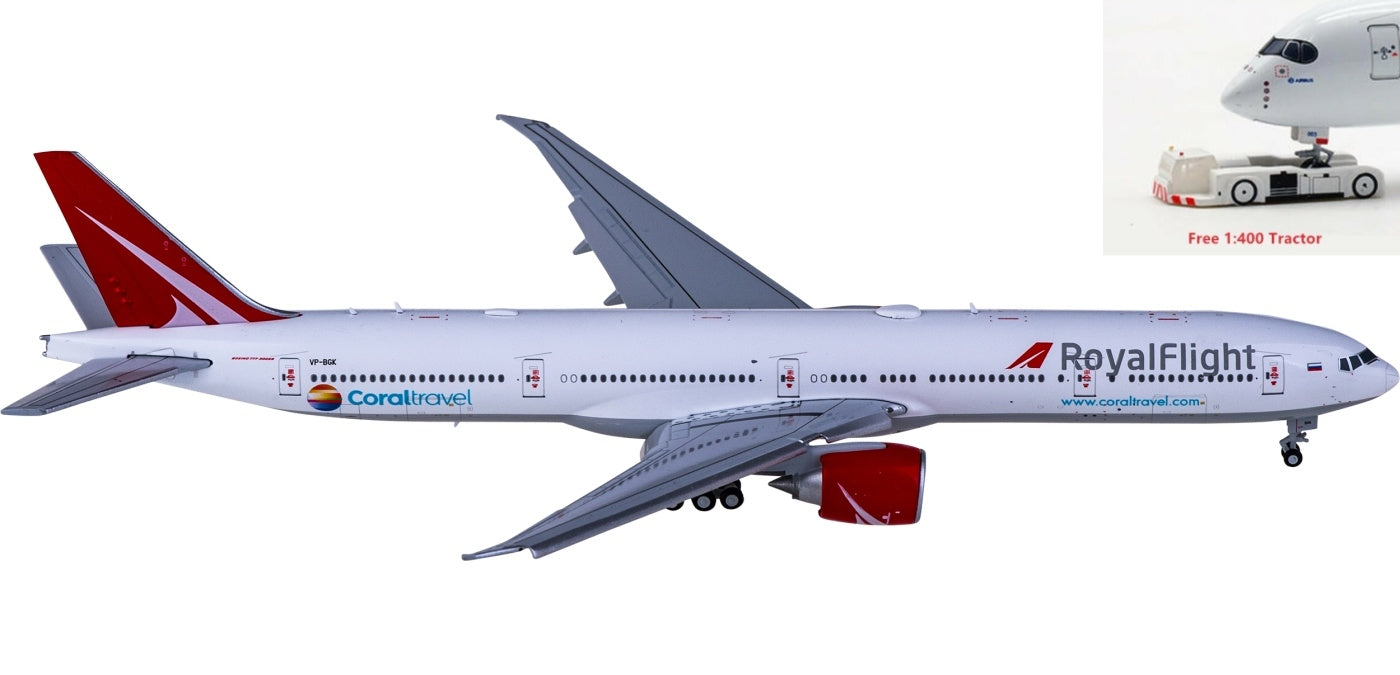 1:400 JC Wings LH4259A Royal Flight Boeing 777-300ER VP-BGK  "Flaps Down" Aircraft Model+Free Tractor