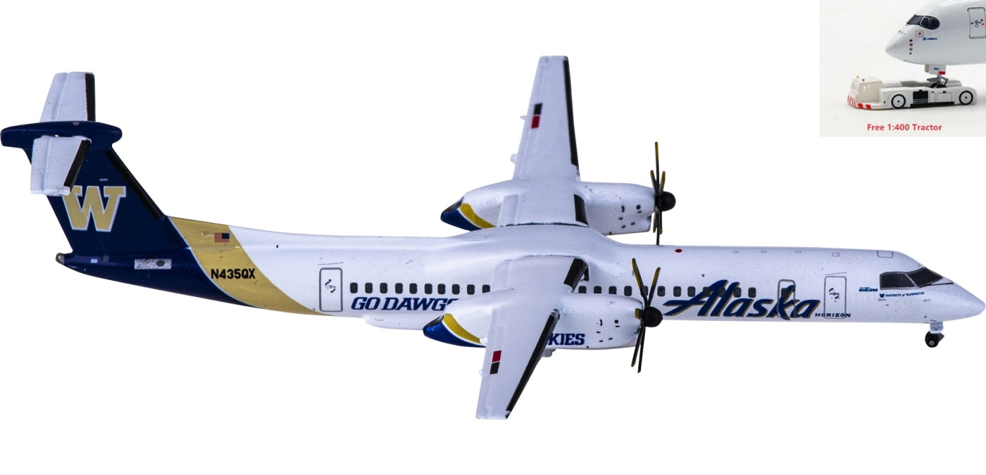 1:400 Geminijets GJASA2027 Alaska Airlines Bombardier Dash 8 Q400 N435QX+Free Tractor