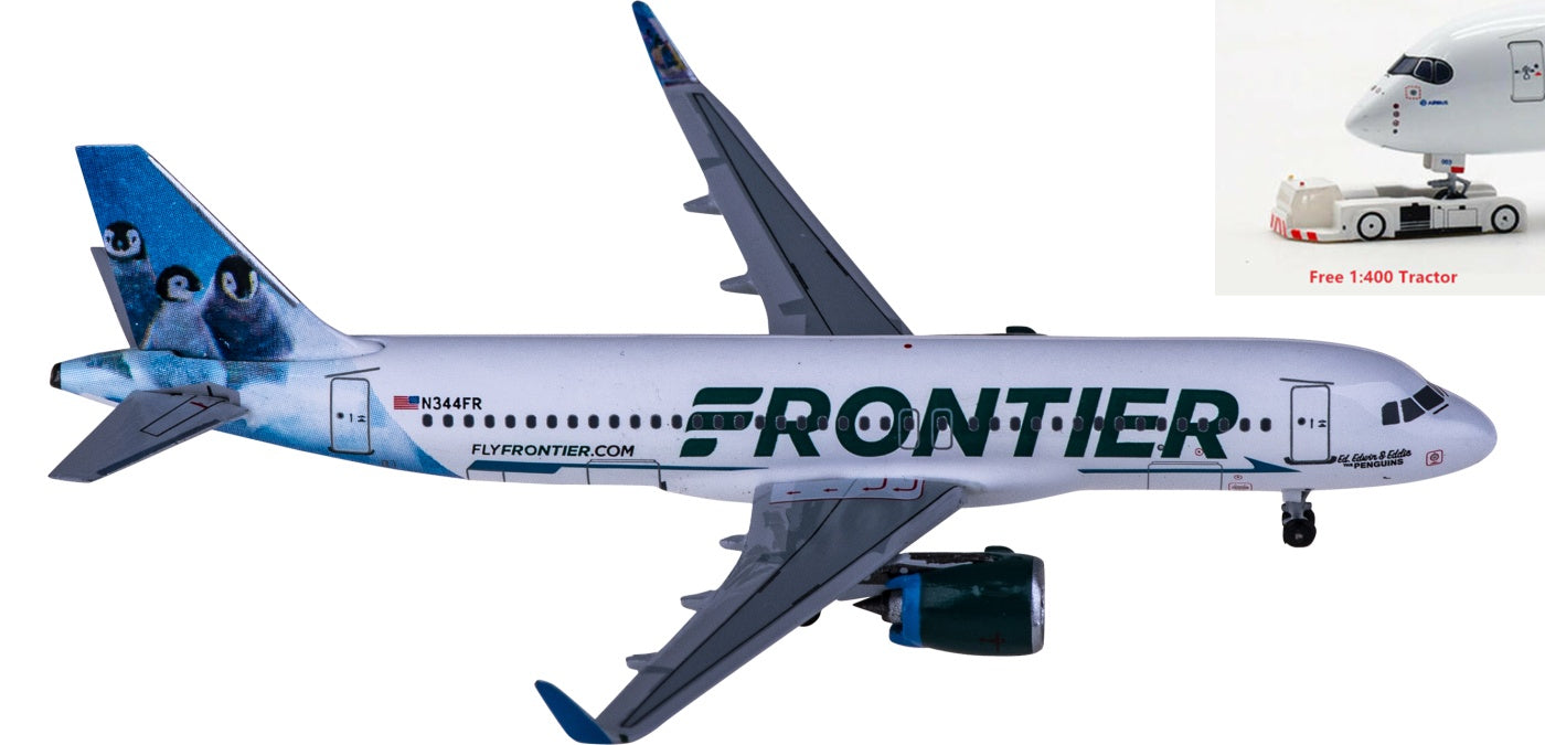 1:400 AeroClassics AC419978 Frontier Airlines Airbus A320Neo N344FR Aircraft Model+Free Tractor